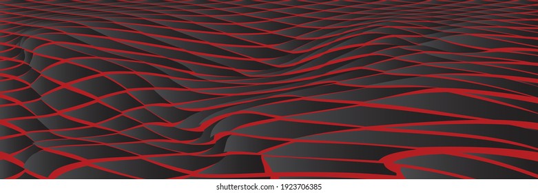 Horizontal banner. Modern wave curve abstract background. Vector illustration