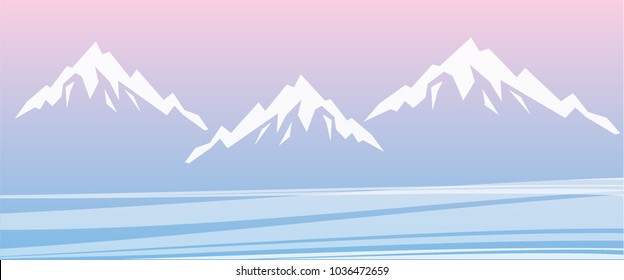 horizontal banner mountain landscape, vector illustration