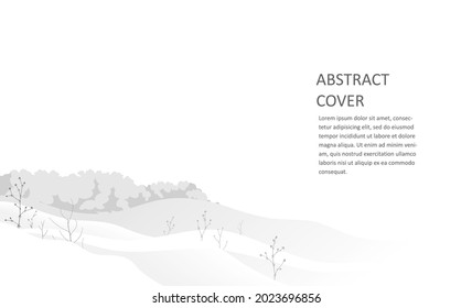 Horizontal banner with a neutral gray snowy landscape. Can be used as a background or as an illustration of winter, cold and dullness, depression, loneliness, lack of bright colors. Vector. 