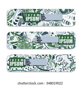 horizontal banner painted in patterns floral, zentangle and Doodle