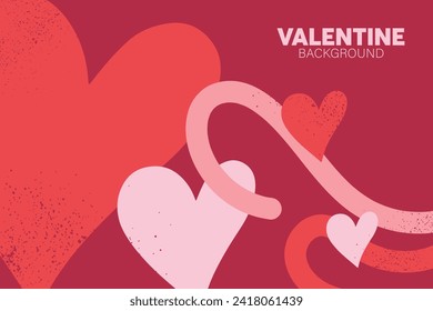 Horizontal banner with pink and heart object. Place for text. Happy Valentines day. valentine with pastel colors.