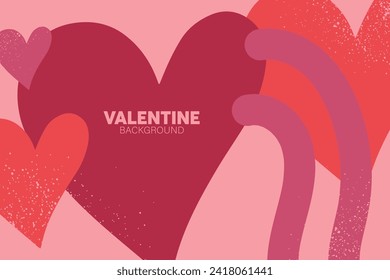 Horizontal banner with pink and heart object. Place for text. Happy Valentines day. valentine with pastel colors.