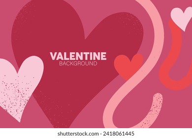 Horizontal banner with pink and heart object. Place for text. Happy Valentines day. valentine with pastel colors.