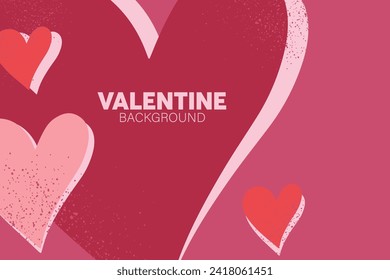Horizontal banner with pink and heart object. Place for text. Happy Valentines day. valentine with pastel colors.