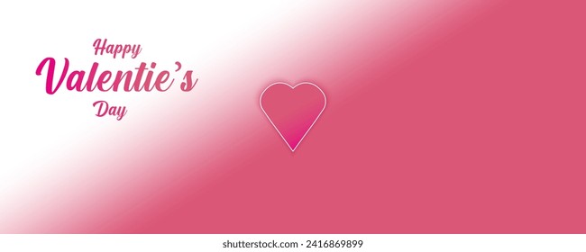 Banner horizontal con rosado. Colocar el texto. Feliz encabezado de venta de San Valentín o plantilla de cupón con corazón. Gradiente rosa Marco de fondo de colores pastel.