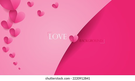 Horizontal banner. Place for text. Love concept Background sale header or voucher template with hearts.
