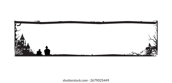 Horizontales Banner und Plakatrahmen Kunst Silhouette Halloween Illustration einzeln