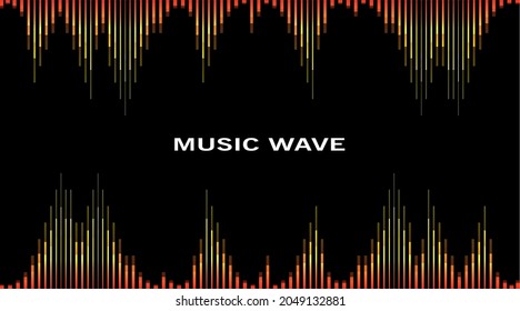 Horizontal banner with rainbow equalizer elements. Pulse music player background. Audio colorful sound wave design. Vector digital media waveform illustration.