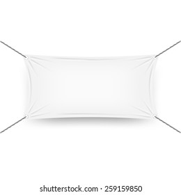 Horizontal banner with ropes attached to each corner place for your text. vector illustration