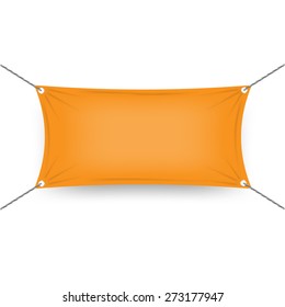 Horizontal banner with ropes attached to each corner place for your text. vector illustration