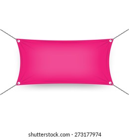 Horizontal banner with ropes attached to each corner place for your text. vector illustration