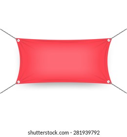 Horizontal banner with ropes attached to each corner place for your text. vector illustration