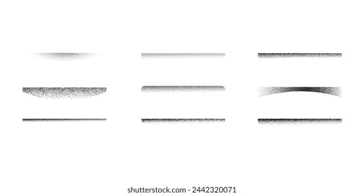 A horizontal banner with a set of abstract dotted lines.Monochrome design elements . The effect of sand granularity.