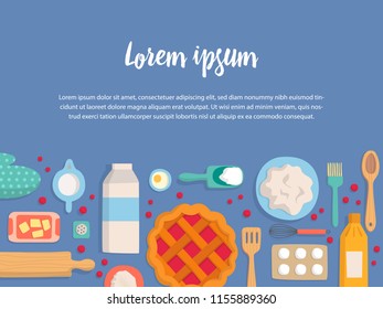 Horizontal banner set of accessories for kitchen and bakery