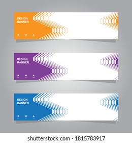 horizontal banner set, blue, purple, orange color minimalist modern elegant template layout design vector, for advertising business