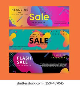 Horizontal banner set with Modern Colorful fluid element web template