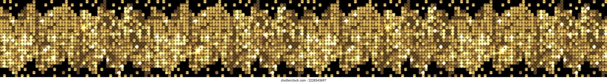 horizontal banner with sparkling golden sparkles on a black background