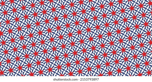 Horizontal banner with stars pattern in geometric grid. Retro patriotic holiday celebration background. Vector illustration EPS 10