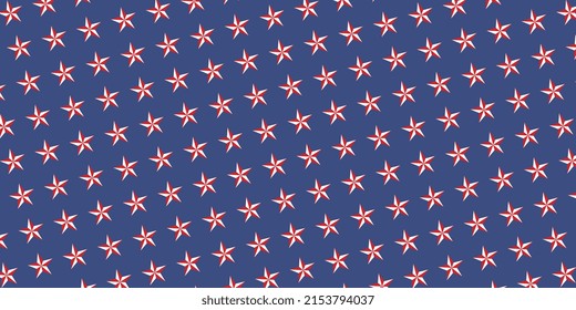 Horizontal banner with stars pattern in geometric grid. Retro patriotic holiday celebration background. Vector illustration EPS 10