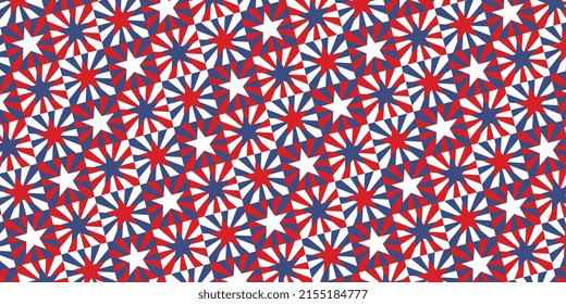 Horizontal banner with stars pattern in geometric grid. Retro patriotic holiday celebration background. Vector illustration EPS 10