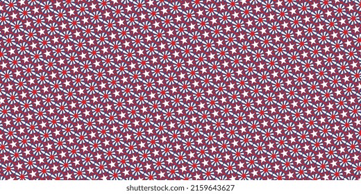 Horizontal banner with stars pattern in geometric grid. Retro patriotic holiday celebration background. Vector illustration EPS 10