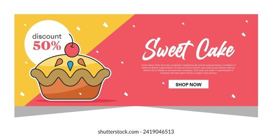Horizontal banner of sweet cupcakes vector design