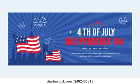 horizontal banner template for american 4th of july celebration