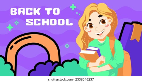 Horizontal banner template for back to school season