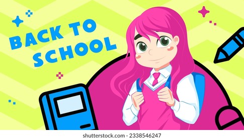 Horizontal banner template for back to school season