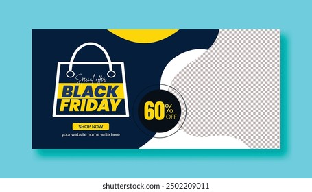 Horizontal banner template for black Friday fashion sale web banner ads, sale promotional banner design