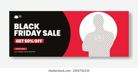 Horizontal banner template for black Friday fashion sale web banner ads, social media cover, header design