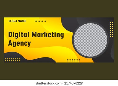 horizontal banner template design in blue and black colors. design for business, company and promotion.