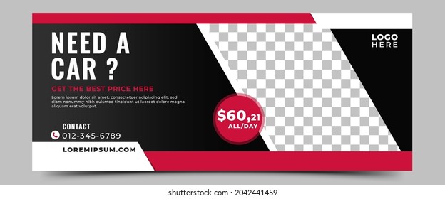 Horizontal banner template design for car rental or auto services.