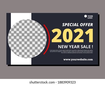 
Horizontal banner template. Banner template design, special offer 2021 new year sale