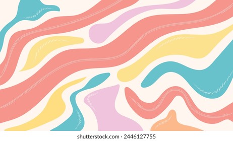 Horizontal banner template. Editable layout for blogs, sales and promotion. Modern colour waves for web and mobile apps in vintage colours.