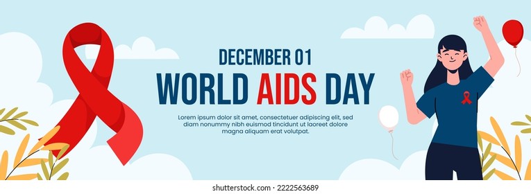 Horizontal Banner Template Of International Aids Day Vector Flat Design