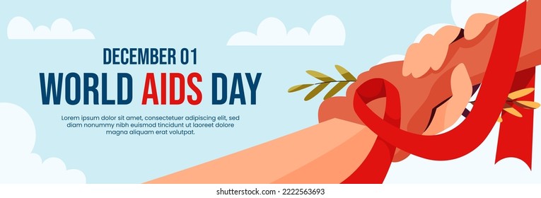 Horizontal Banner Template Of International Aids Day Vector Flat Design