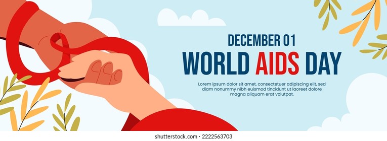 Horizontal Banner Template Of International Aids Day Vector Flat Design