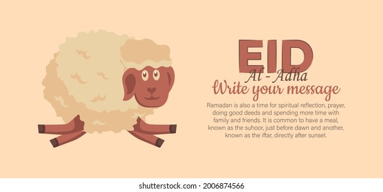 Plantilla de banner horizontal para la celebración islámica de eid al adha. Ilustración vectorial