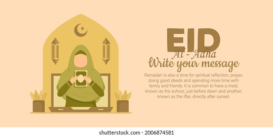 Horizontal banner template for islamic eid al adha celebration. Vector Illustration