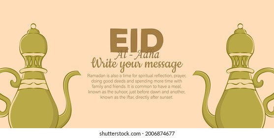 Horizontal banner template for islamic eid al adha celebration. Vector Illustration