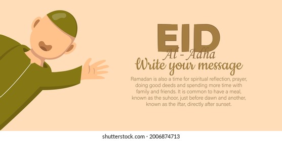 Horizontal banner template for islamic eid al adha celebration. Vector Illustration