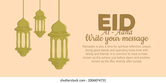 Horizontal banner template for islamic eid al adha celebration. Vector Illustration