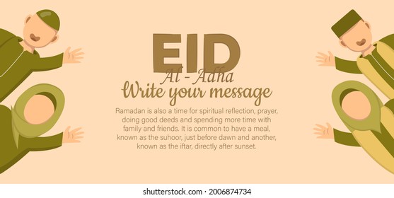 Horizontal banner template for islamic eid al adha celebration. Vector Illustration