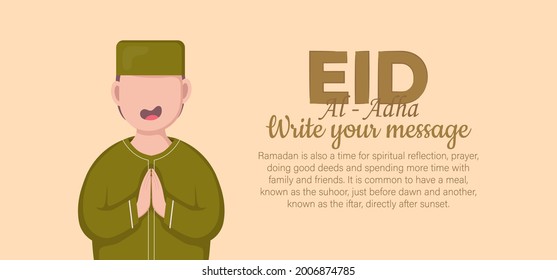 Horizontal banner template for islamic eid al adha celebration. Vector Illustration