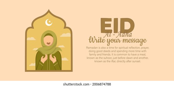 Horizontal banner template for islamic eid al adha celebration. Vector Illustration