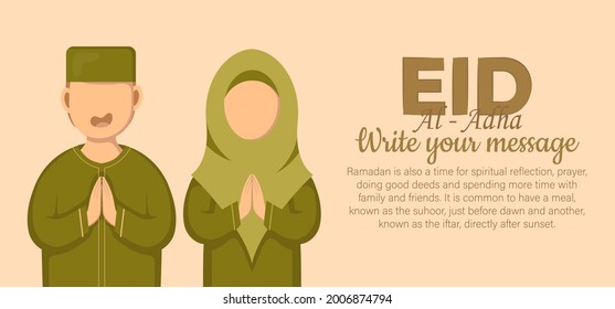 Horizontal banner template for islamic eid al adha celebration. Vector Illustration
