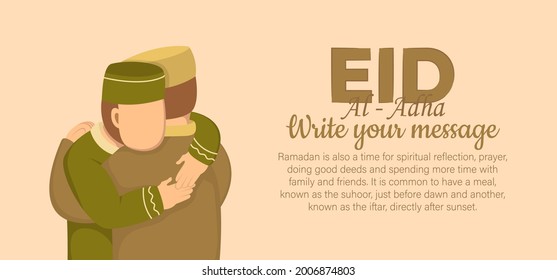 Horizontal banner template for islamic eid al adha celebration. Vector Illustration