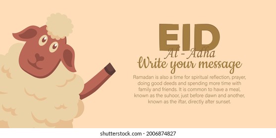 Horizontal banner template for islamic eid al adha celebration. Vector Illustration