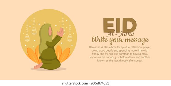 Horizontal banner template for islamic eid al adha celebration. Vector Illustration